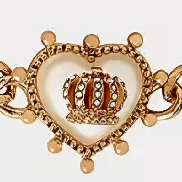 NEW Juicy Couture Gold Tone Womens Solid Crown Heart 7.5 Inch Link Bracelet NWT - Picture 3 of 4